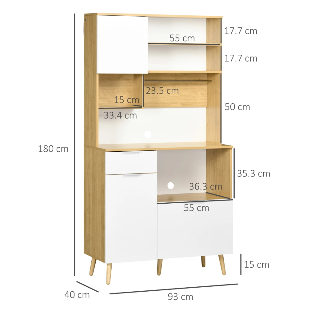 Armadio Cucina con Ante, Cassetti e Ripiani Regolabili ¨C Zephmum ¨C 93x40x180 cm