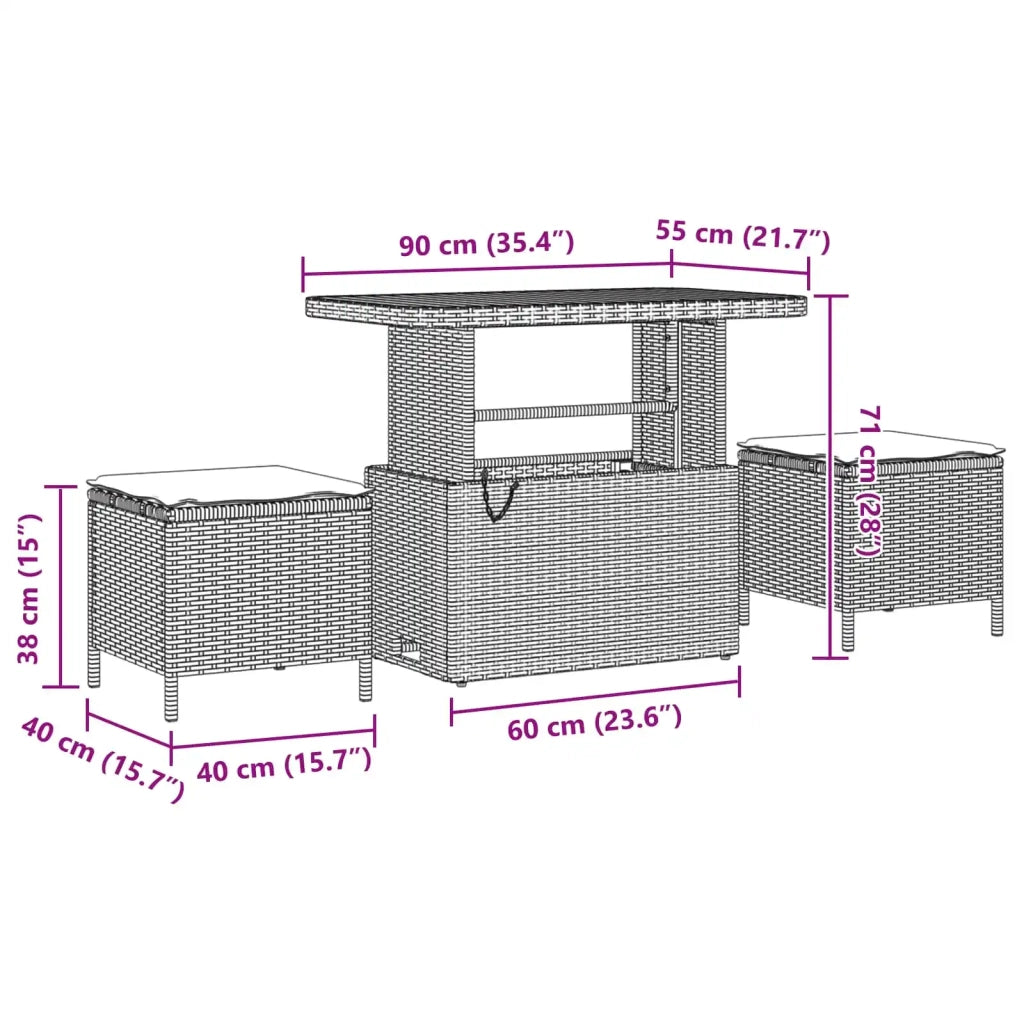 Set Divano da Giardino 9 pcs Nero polyrattan 3361569