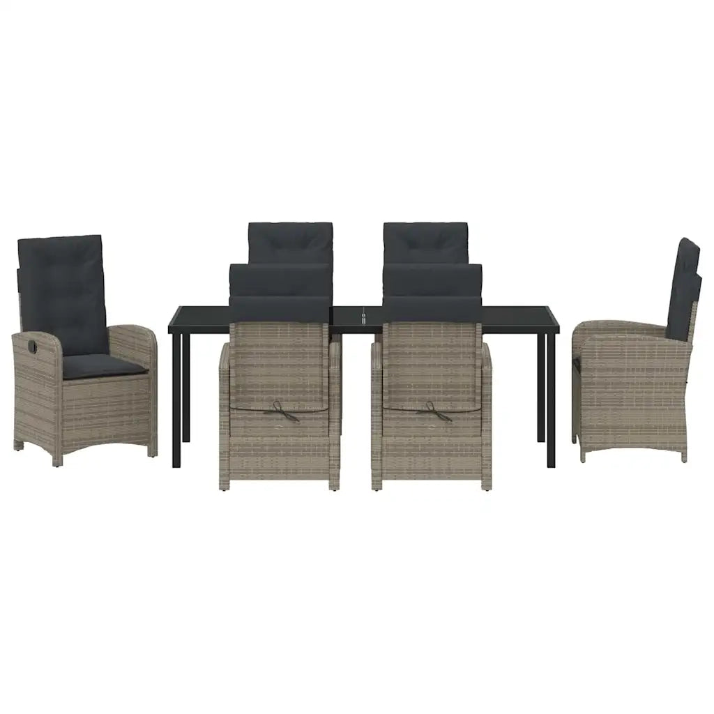Set da Pranzo per Giardino con cuscino 7 pcs Grigio polyrattan 3380279