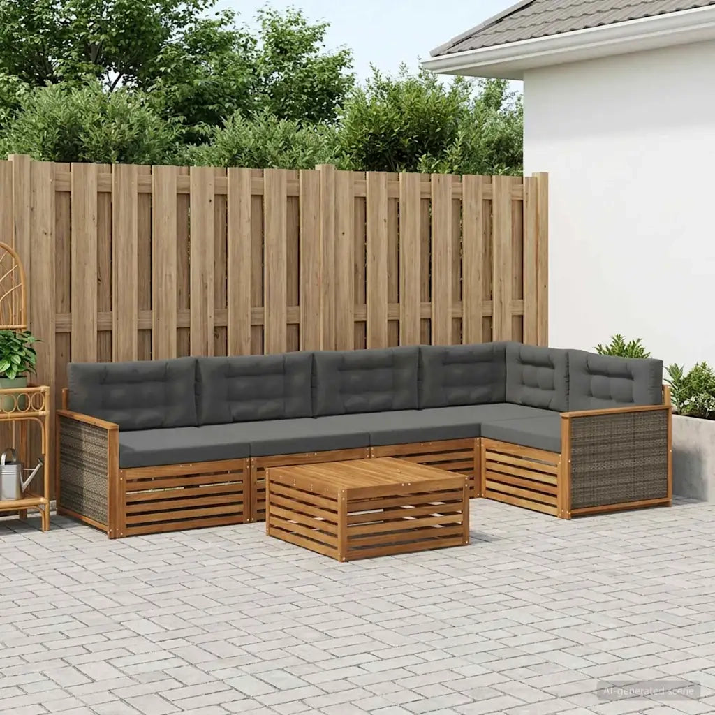 Set di divani da esterno con cuscino 6 pcs Naturale e Antracite 3383380