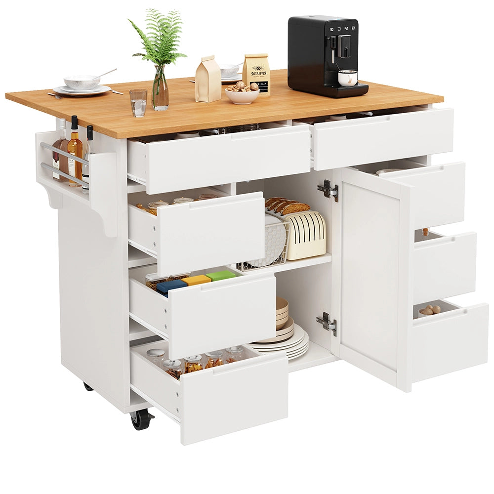 Isola cucina - Xylo - estensibile rotelle 8 cassetti bianco