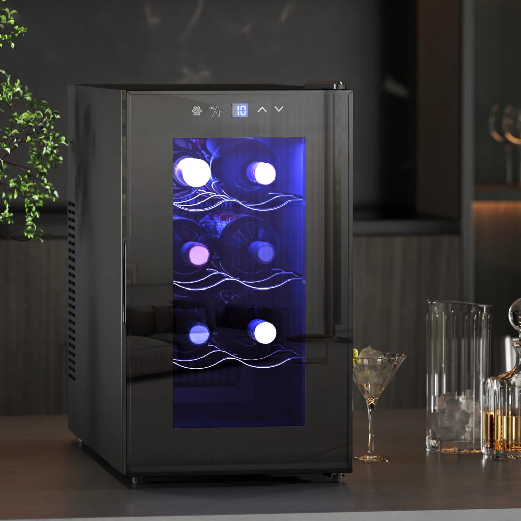 Cantinetta Vino Refrigerata ¨C Minimal ¨C Nero, Capacit¨¤ 21L, 8 Bottiglie