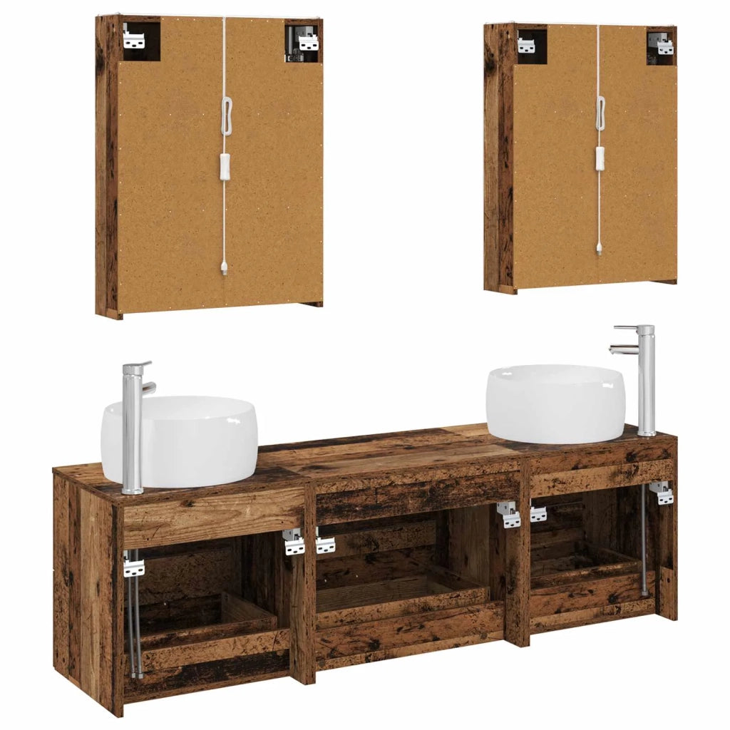 Set di mobili per il bagno 5 pz Legno antico 3407013