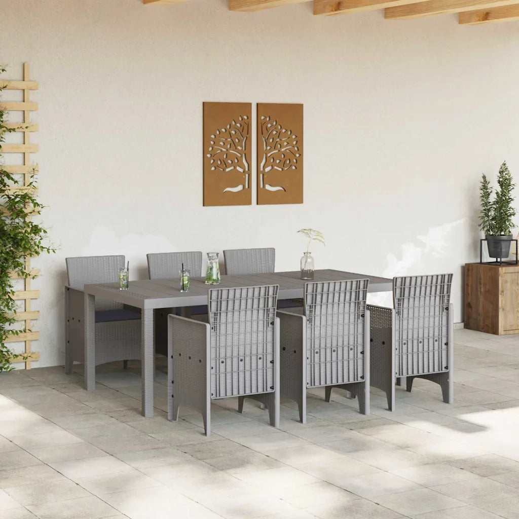 Set da Pranzo per Giardino 7 pcs Grigio chiaro Polipropilene 3378730