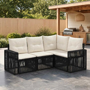 Set Divano da Giardino 4 pz Nero e Bianco Crema polyrattan 3435115