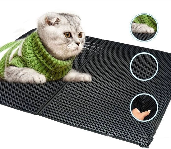 Pavimento per gatti impermeabile - Respirazione con struttura a grana d'api - Disegno a doppia lastra - Materiale EVA duraturo - Materiale morbido - 40x50 cm - Matrimoniale per animali domestici