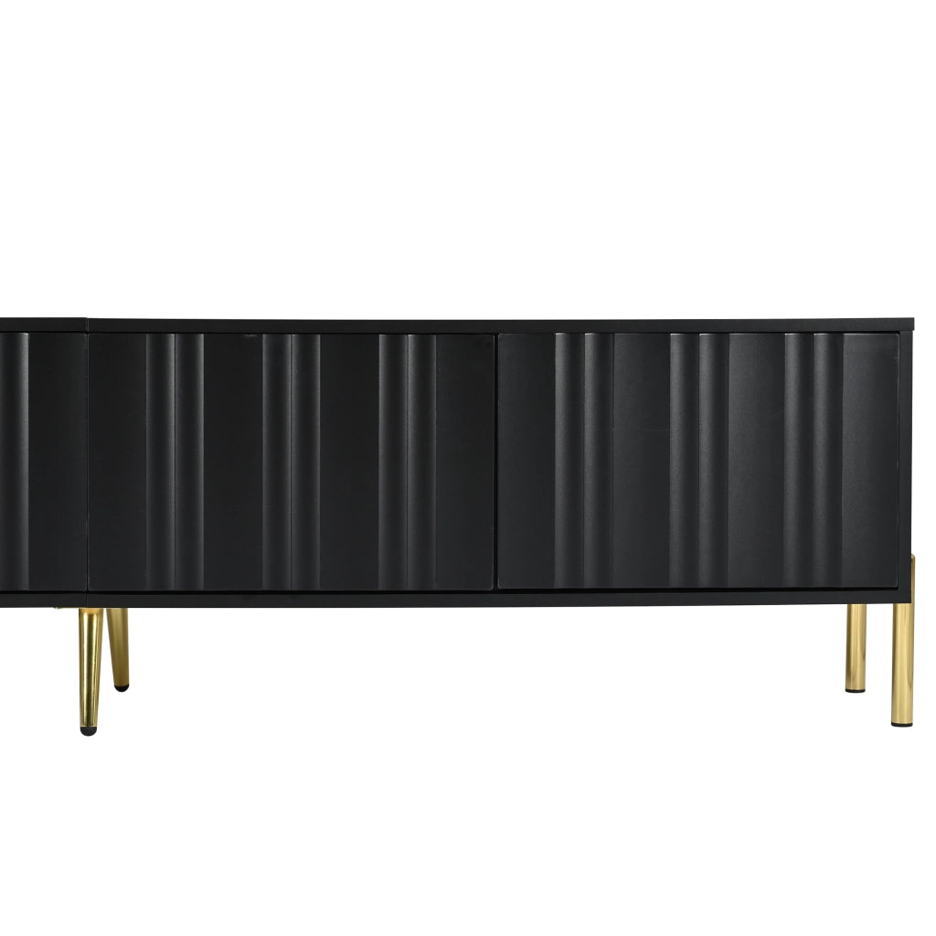 Mobile TV nero - Zephmum - 190x38x48 cm - gambe dorate