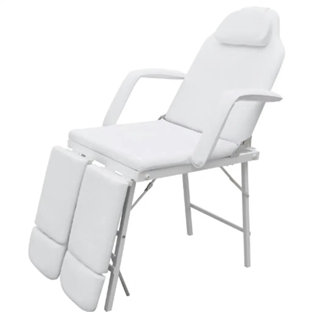 Lettino da Massaggio Portatile in Similpelle 185x78x76cm Bianco 110042