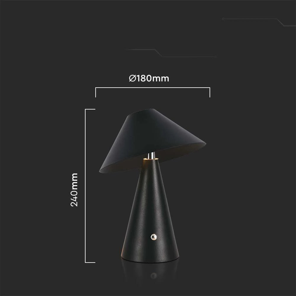 Lampada da tavolo LED 3W 200lm USB-C dimmer nero V-TAC