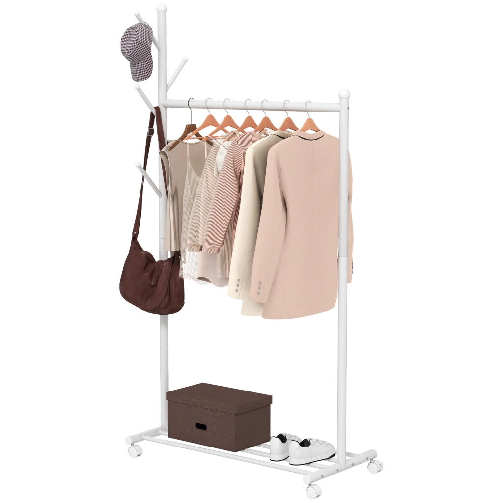 Appendiabiti con Ruote e Ripiano ¨C Xylo ¨C Bianco 86x43x171 cm