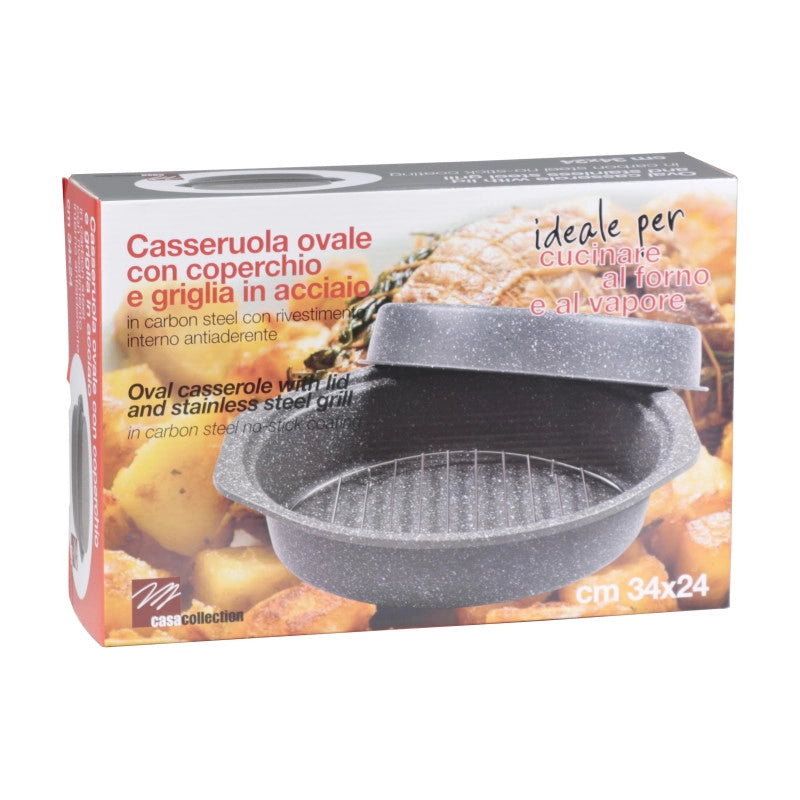 Set di 6 confezioni 3 Pezzi Casseruola Ovale 34x24x10/30x21x5 Carbon Steel