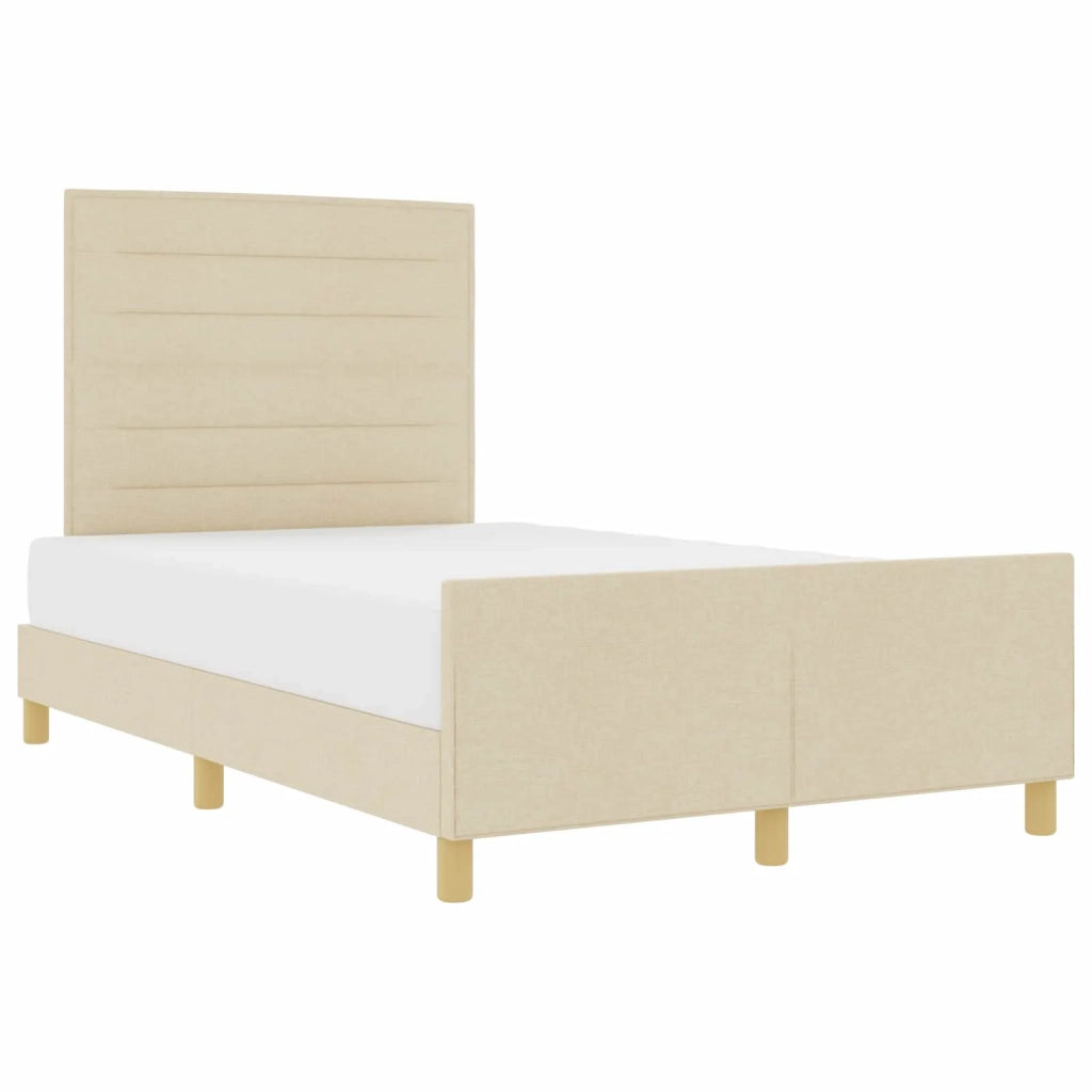 Struttura del letto con testiera Crema 140 x 200 cm Tessuto