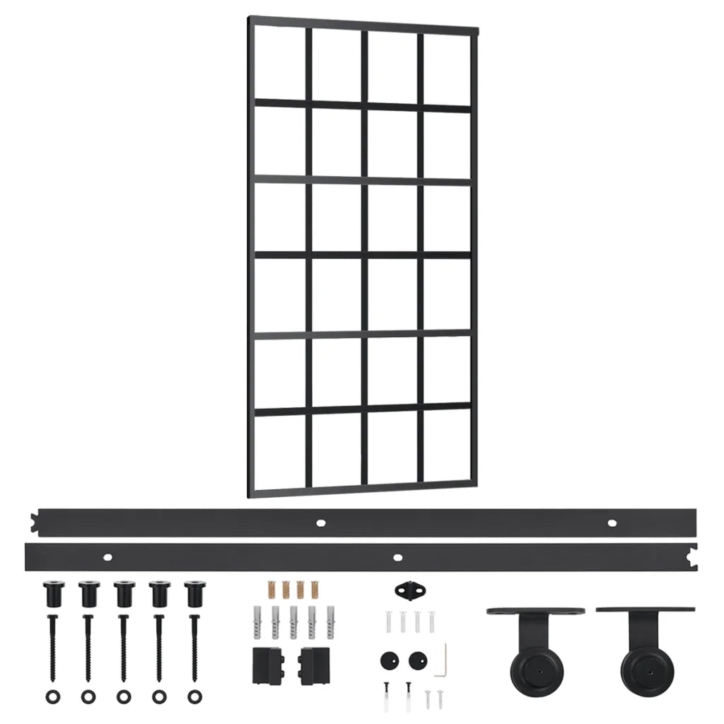 Porta Scorrevole e Kit Montaggio Vetro ESG Alluminio 102x205cm 3081966