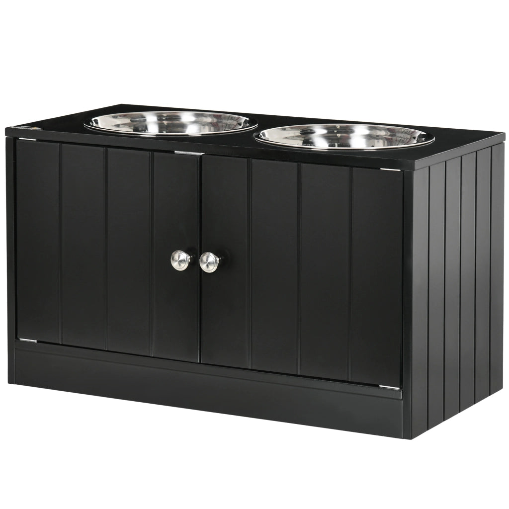 Ciotola per Cani Rialzata con Contenitore ¨C Minimal ¨C Nero 60x30x35.5cm