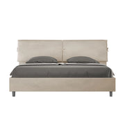 BS COM Letto matrimoniale king size contenitore imbottito 200x200 microfibra sabbia