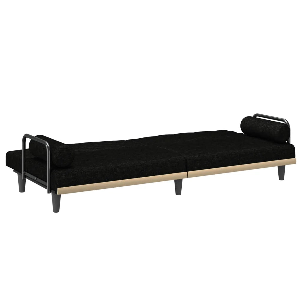 Divano Letto con Braccioli Nero in Tessuto 351933