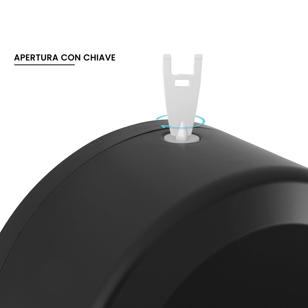 Distributore di carta igienica a rotoli fino a 300 mt in ABS nero
