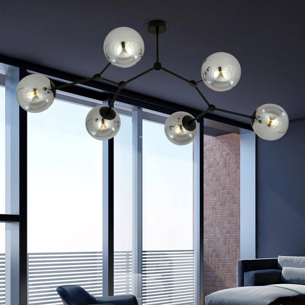 Lampadario Emibig SPACE 6xE14 vetro nero/cromo 108cm