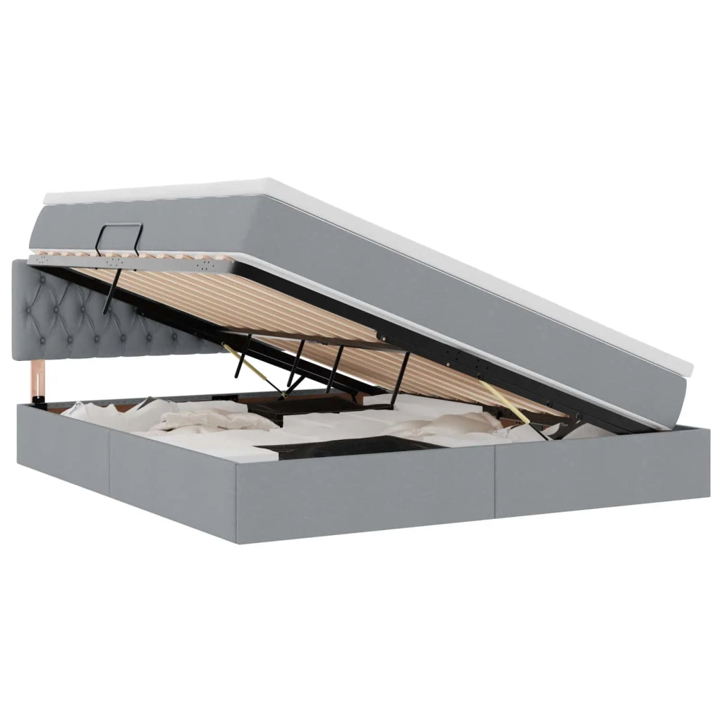 Letto con contenitore e materasso Grigio chiaro 180 x 200 cm