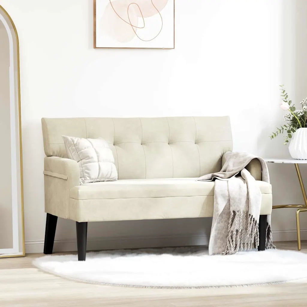 Panca Chesterfield Crema 112 x 65,5 x 75 cm Velluto