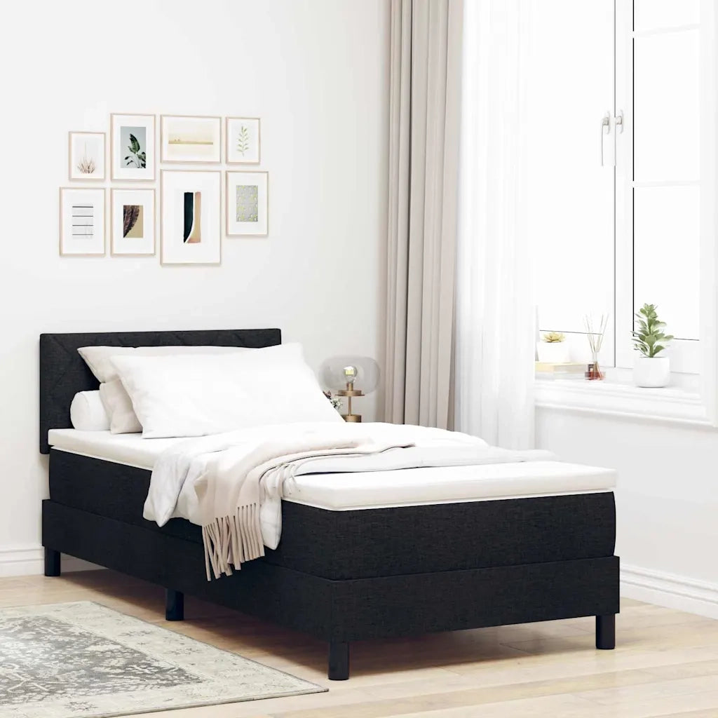 Letto a molle con materasso con led Nero 90 x 200 cm Tessuto 3342256