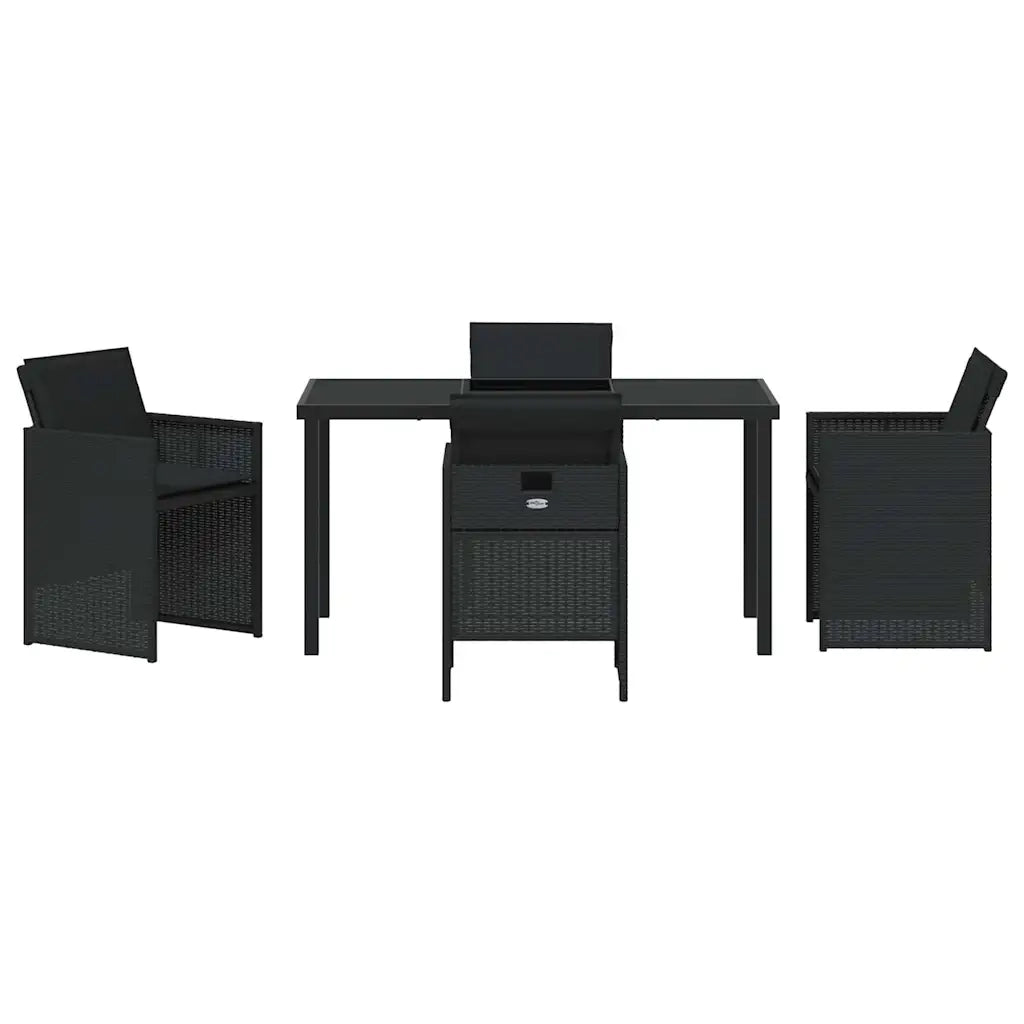 Set da Pranzo per Giardino con cuscino 5 pcs Nero polyrattan 3379945