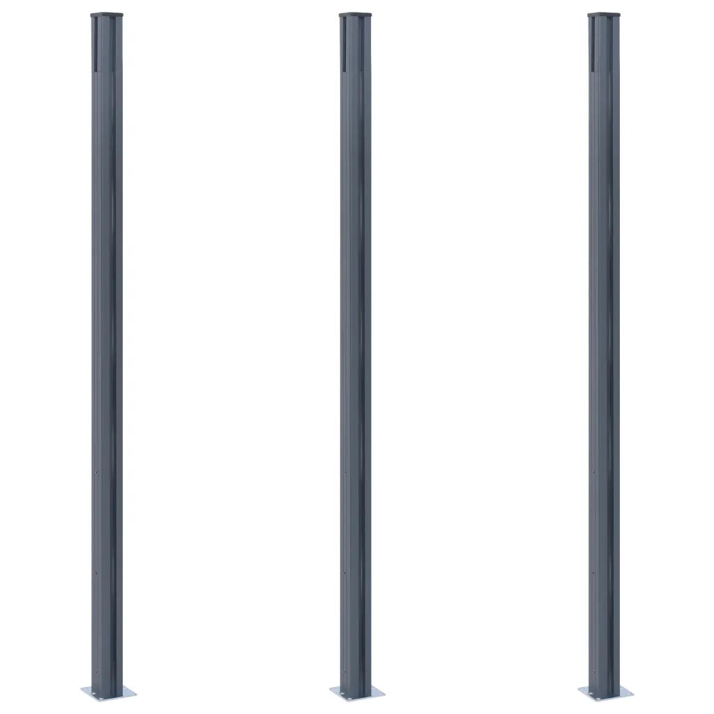 Pali di Recinzione 3 pz Grigio Scuro 185 cm in Alluminio 148987