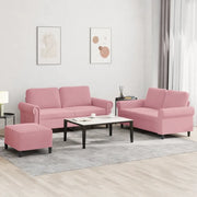 Set di Divani 3 pz con Cuscini rosa in Velluto 3202223