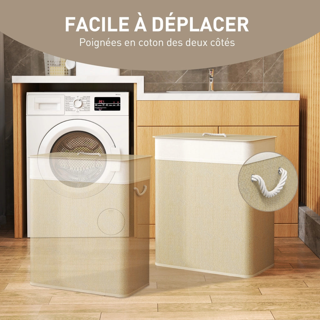 Cestino per il bucato in bamb¨´ con coperchio ¨C Minimal ¨C 100 L