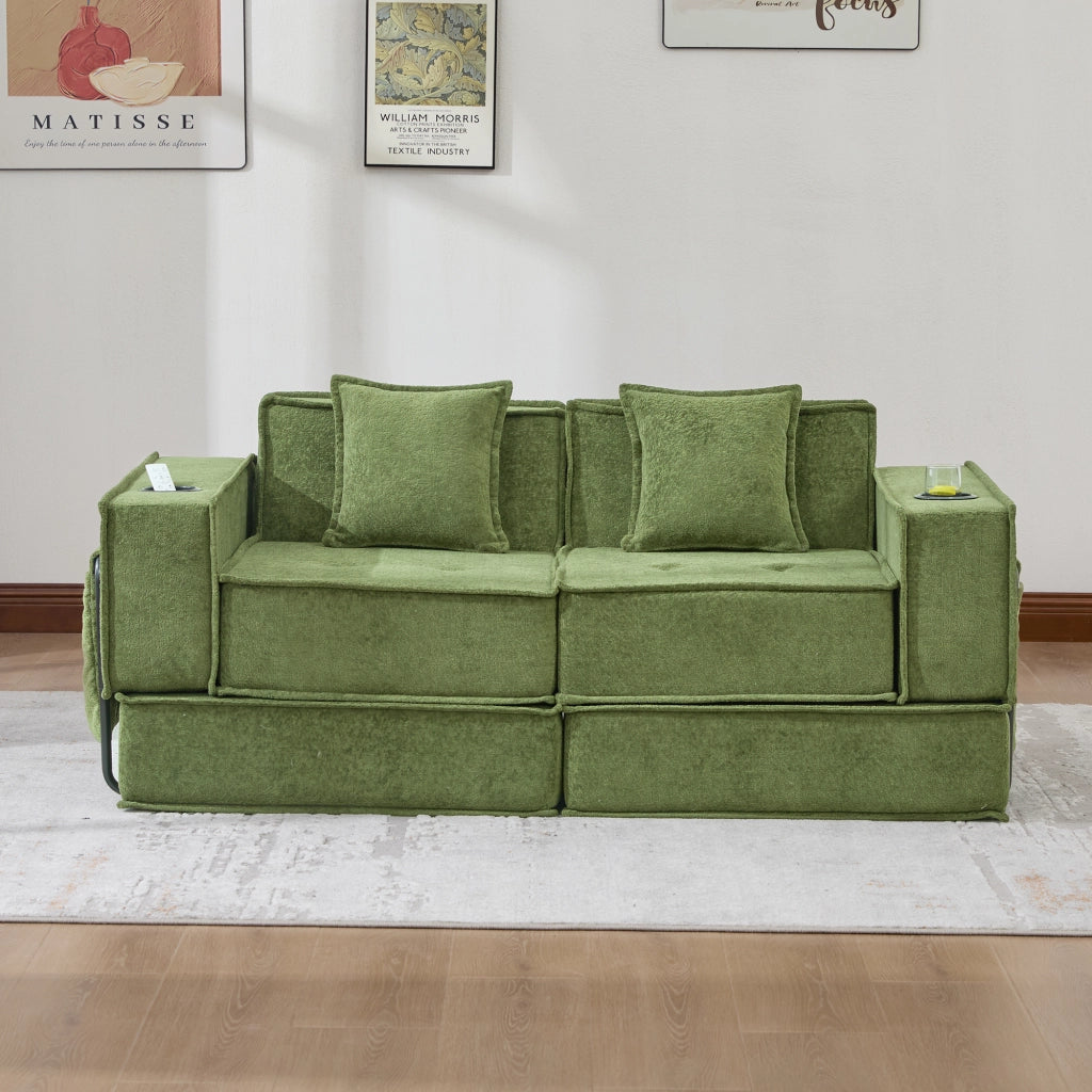 Divano Letto 2 Posti con Pouf e Contenitore ¨C MINIMAL ¨C Tessuto