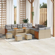 Set Divano da Giardino con cuscino 14 pcs Beige e Grigio Chiaro 3363242