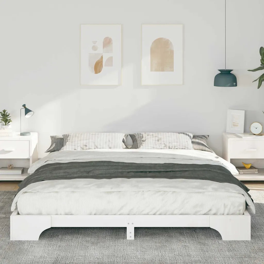 Struttura del letto-Giroletto-Rete del Letto Bianco 200 x 220 cm Pino massello 101654