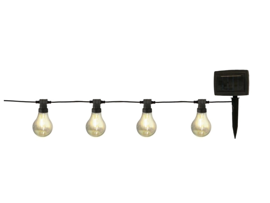 FESTONE LUMINOSO 10 LAMPADINE CON LED BIANCO CALDO SOLARE