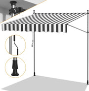 Ombrelloni senza Forare per Terrazza e Balcone – Tenda Balcone Regolabile a Mano con Manubrio 350cm Grigio Bianco
