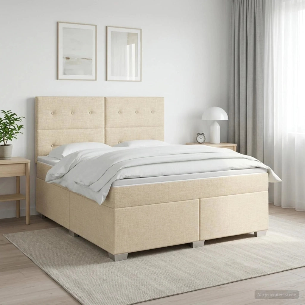 Letto box spring con materasso Crema 140 x 190 cm Tessuto 3453407