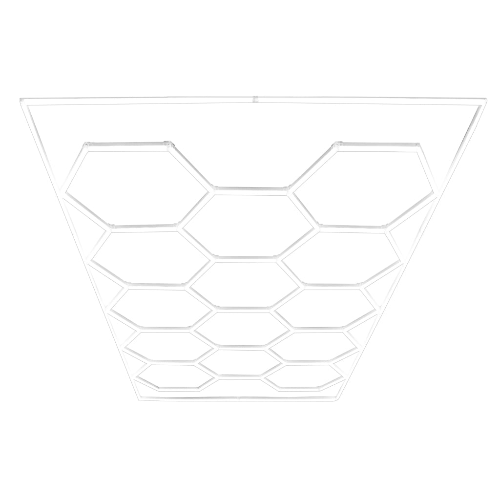 120 piastrelle modulari Nere + 14 luci LED esagonali 6500K e bordi.