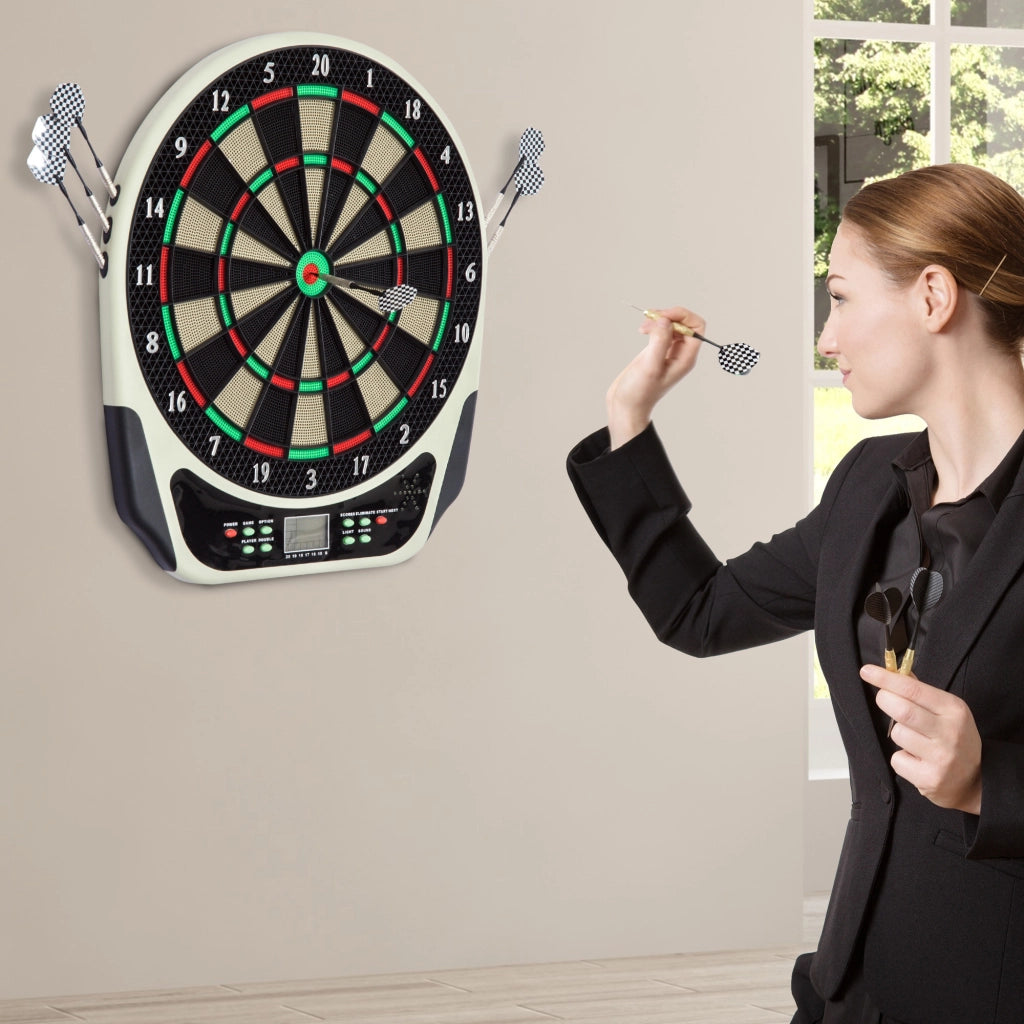 Dartboard Elettronico ¨C Minimal ¨C con 6 freccette e 24 punte, 18 giochi, display LED