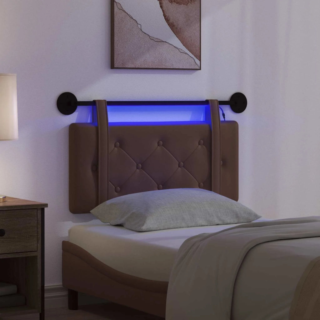 Testiera | Testata sospesa Con luce LED Marrone Similpelle