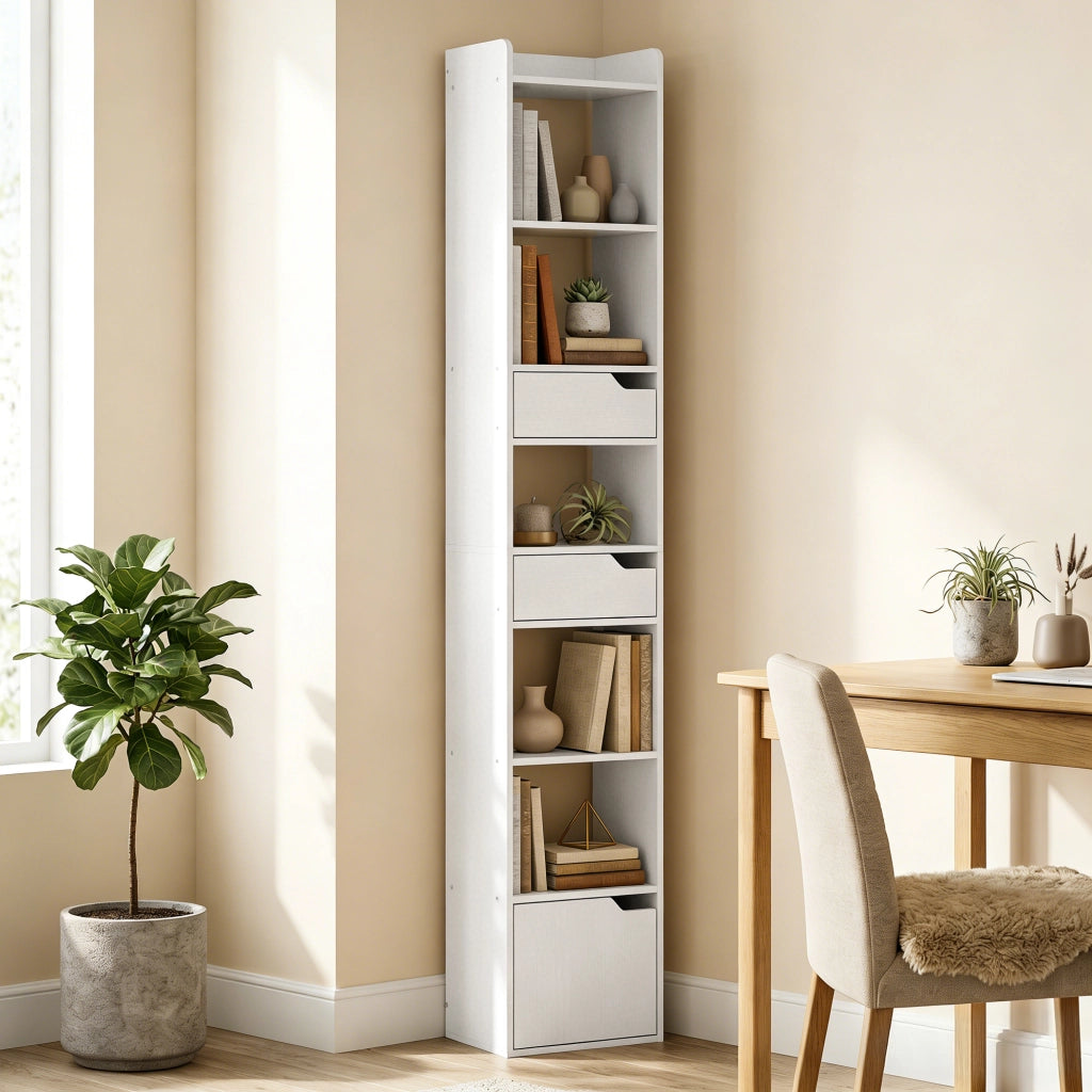 Libreria con ante e cassetti ¨C Minimal ¨C bianco 32x24x181.5