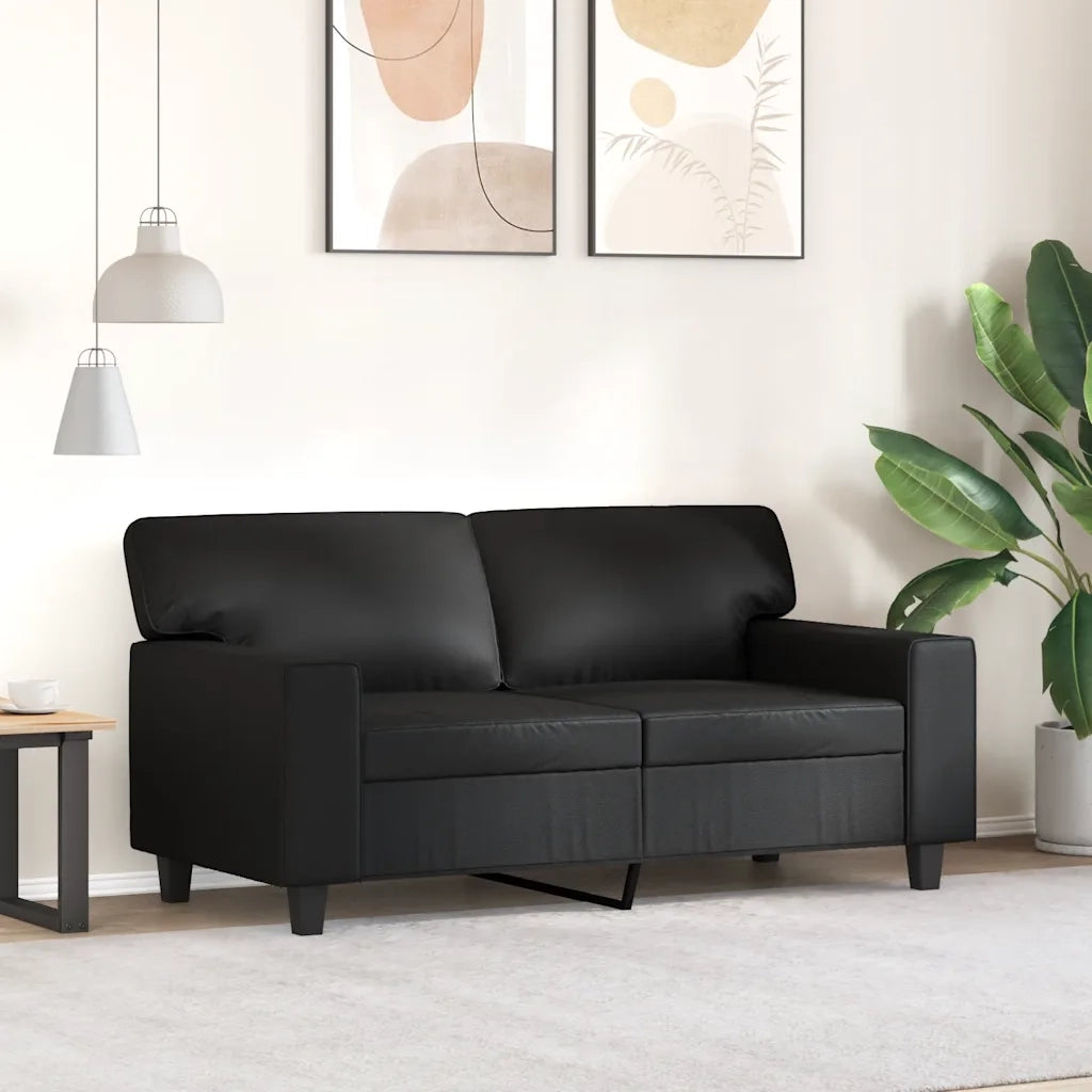 Divano a 2 Posti-Sofa 2 Posti Nero 120 cm in Similpelle 390480