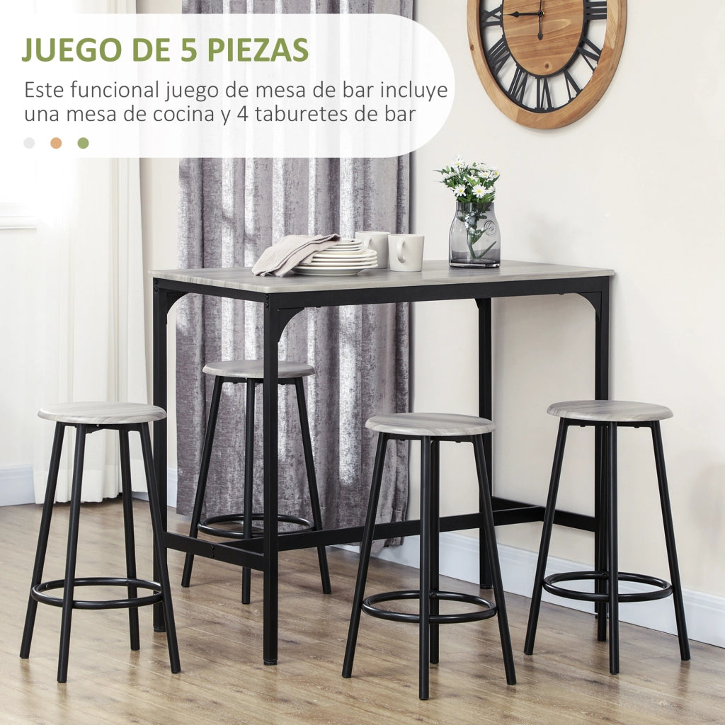 Tavolo da bar con 4 sgabelli ¨C Minimal ¨C grigio e nero, metallo