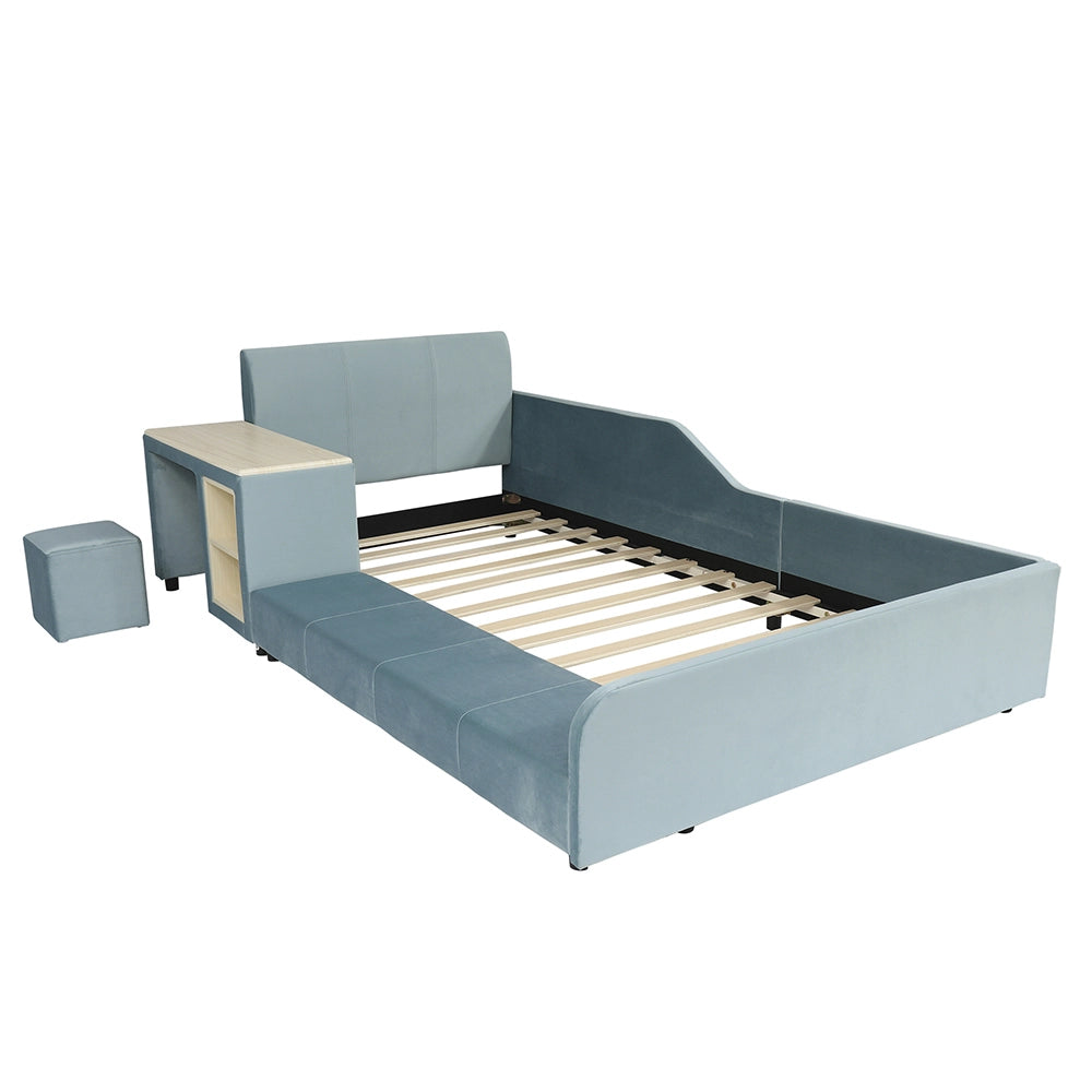 Letto bambini - Xylo - 90x200 cm scrivania blu
