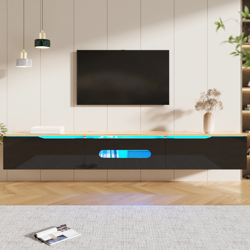 Credenza TV nera e legno 180 cm in MDF e truciolare