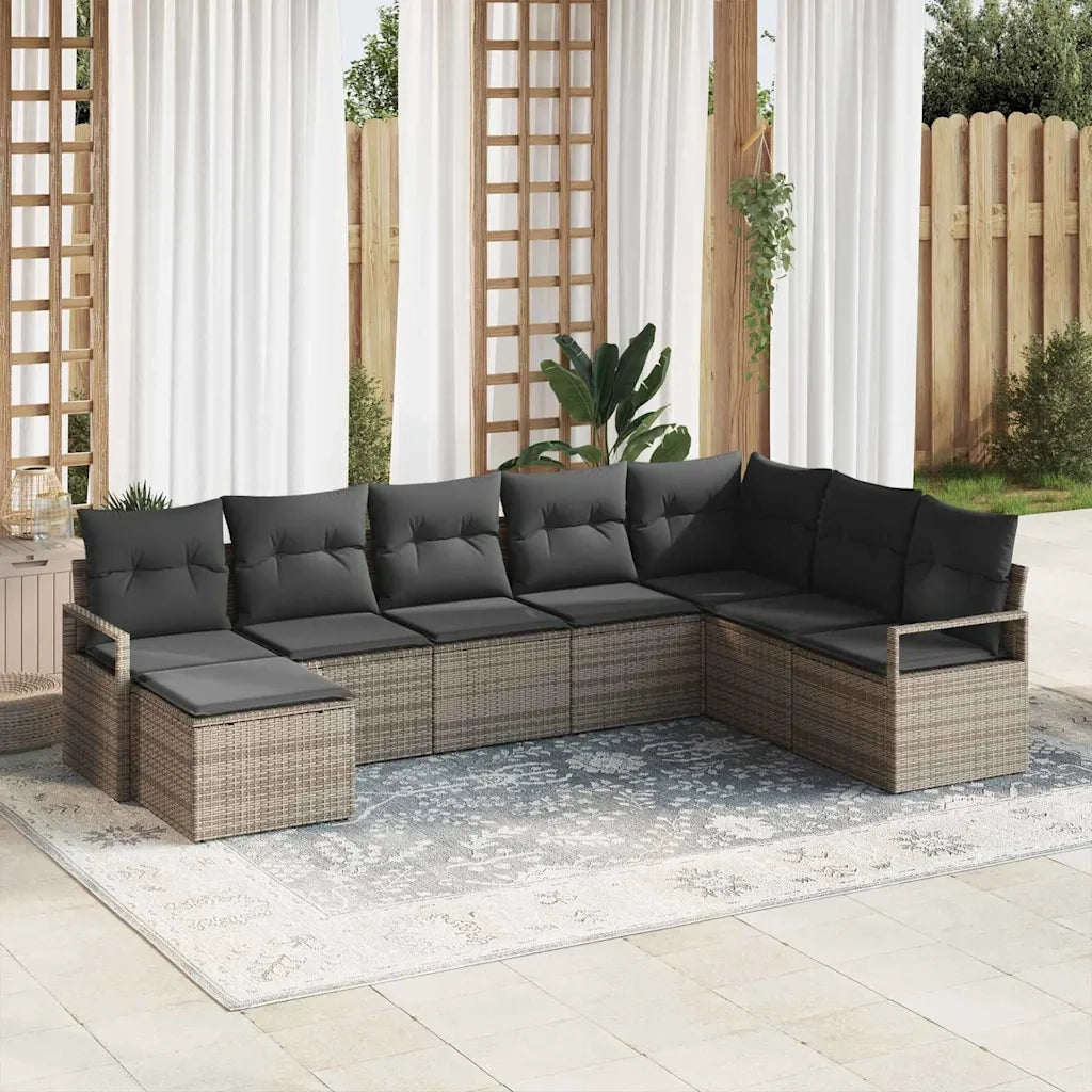 Set di divani con cuscino 8 pcs Grigio polyrattan 3355168