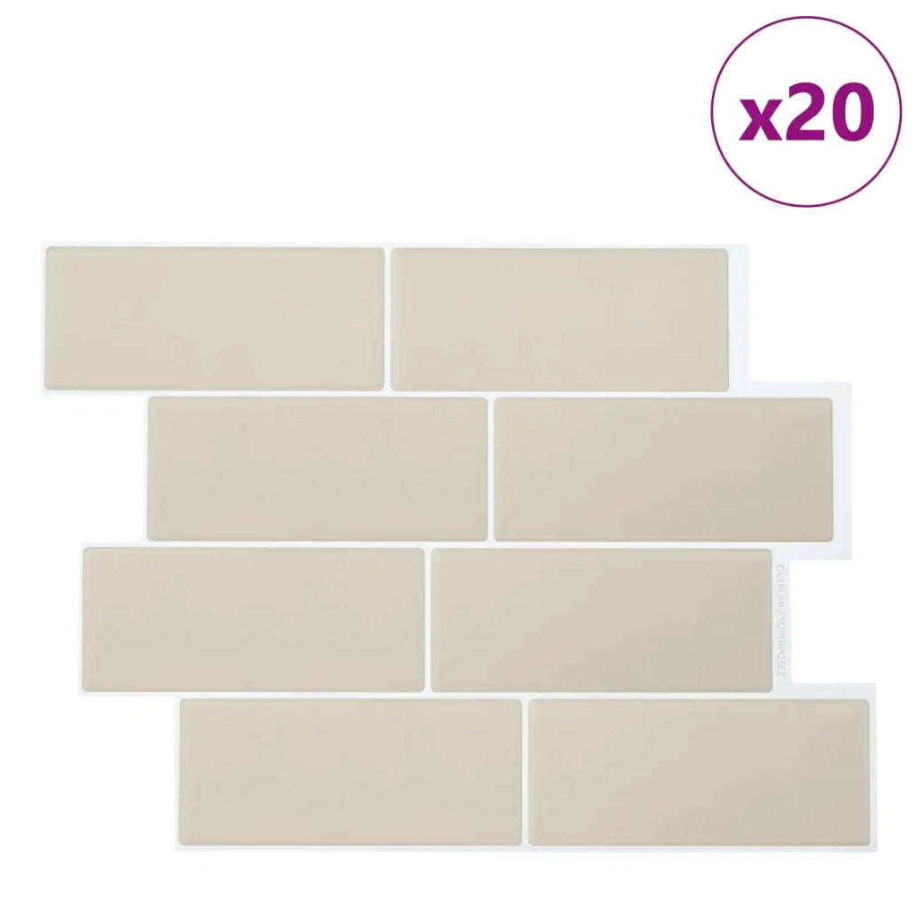 Piastrella subway 20 pcs Beige 29 x 21 cm Poliuretano e PET 42046154
