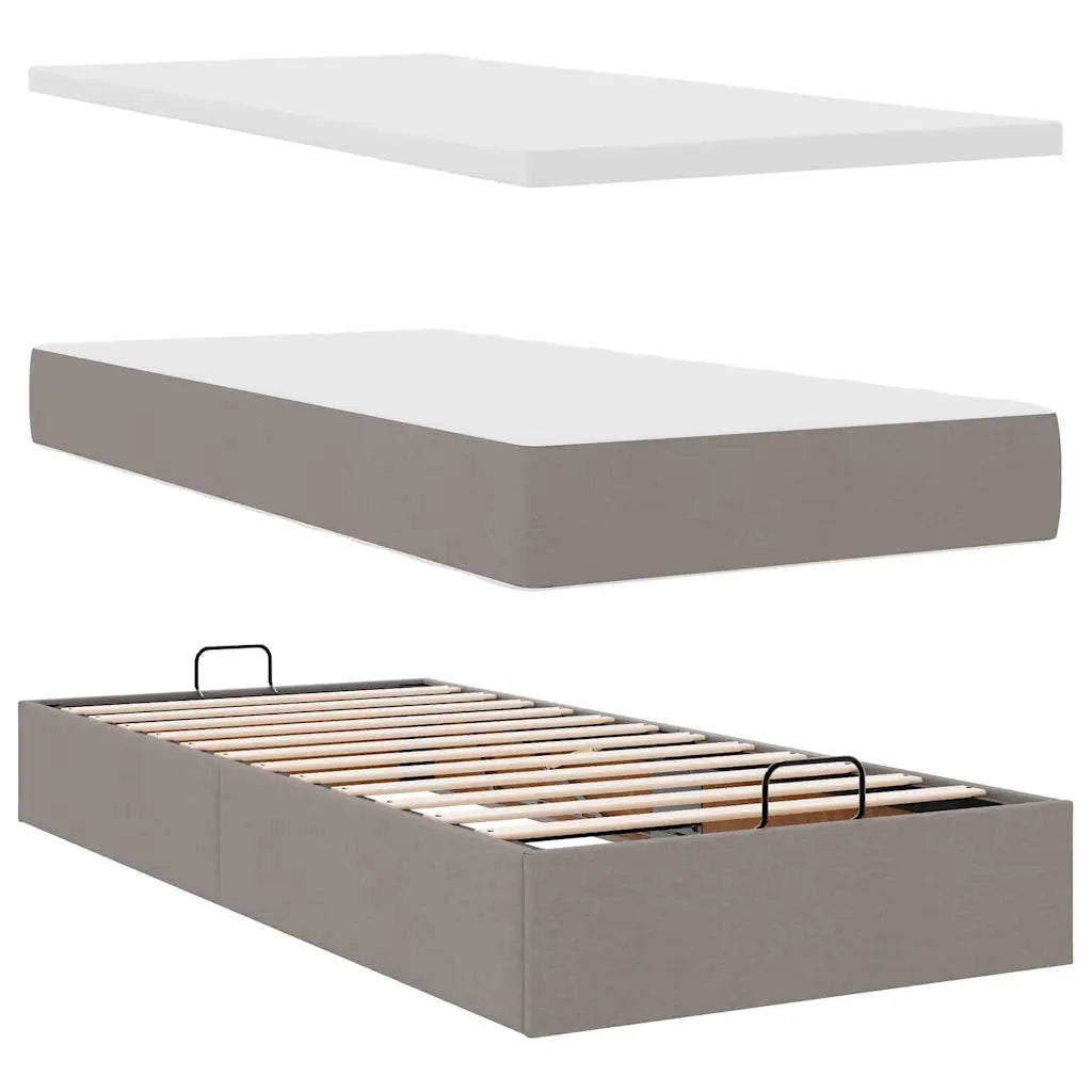 Struttura Letto Pouf con Materassi Tortora 180x200cm in Tessuto 3311977