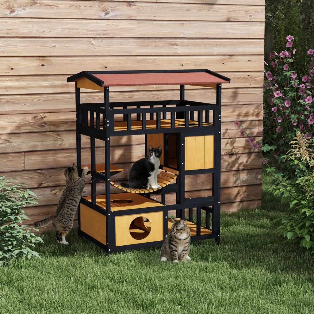 Casetta per Gatti 4 Livelli con Ponte e Balcone ¨C Minimal ¨C 84x60x116 cm