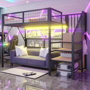 Letto a soppalco - Xylo - 90x200 cm LED app metallo nero