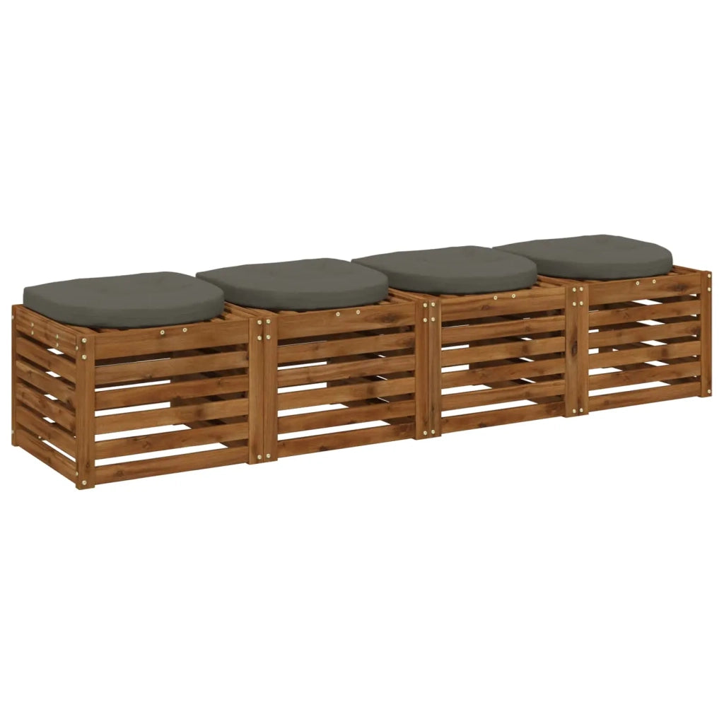 Cuscini per Sedia in 4 Pezzi 4 pz 100% Poliestere Grigio 945291
