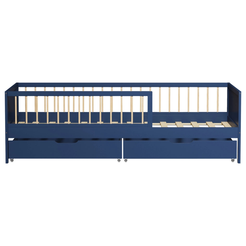 Letto blu scuro per bambini 190x90cm con cassetti ADAM